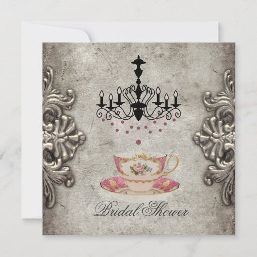 parijse kroonluchter bruids Tea Party Kaart (Voorkant)