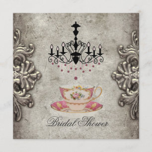 parijse kroonluchter bruids Tea Party Kaart