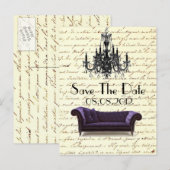 Parijse kroonluchter bruiloft save the date Aankondigingskaart (Voorkant / Achterkant)