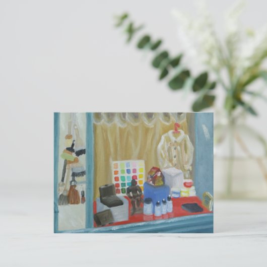 Parijse kunstwinkel briefkaart (Staand voorkant)