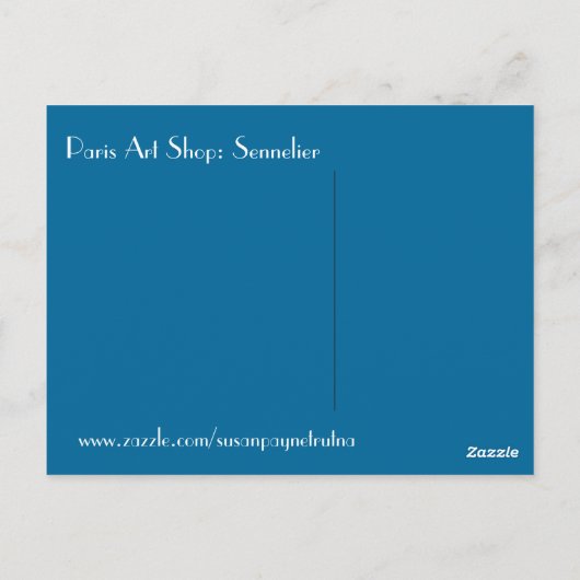 Parijse kunstwinkel briefkaart (Achterkant)