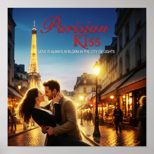 Parijse Kus - Eiffeltoren Romance Poster (Voorkant)
