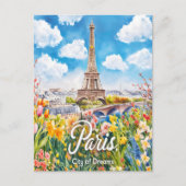 Parijse lente: Eiffeltoren bloeit Briefkaart (Voorkant)