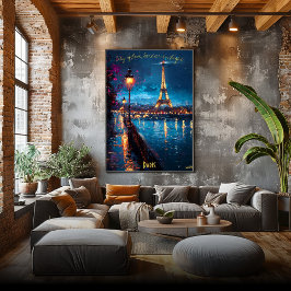 Parijse lichten bij schemering - Romantische avond Poster