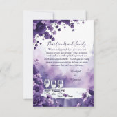 Parijse liefde: paarse bloemen en Eiffelbruiloft Bedankkaart (Achterkant)