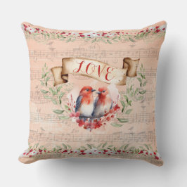 Parijse liefdespostzegel Vogels met Whimsical Noti Kussen
