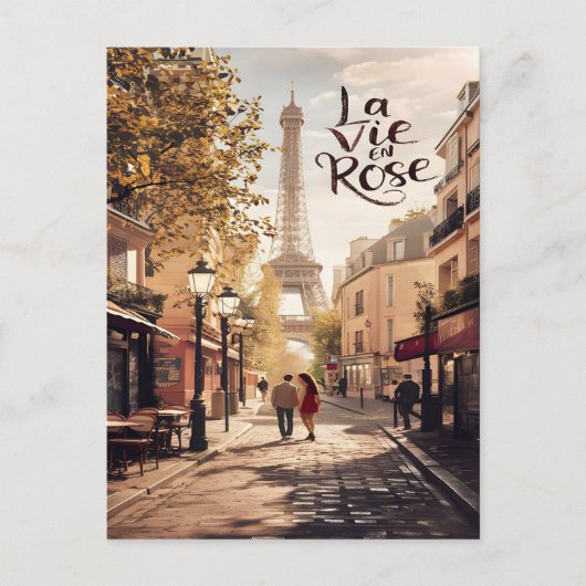 Parijse liefdesverhaal Een wandeling met de Eiffel Briefkaart (Voorkant)