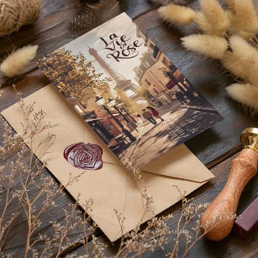 Parijse liefdesverhaal Een wandeling met de Eiffel Briefkaart