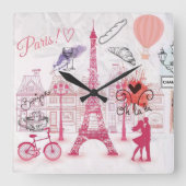 Parijse magie vierkante klok (Voorkant)