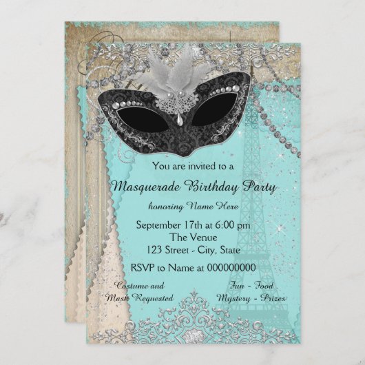  Parijse Masqueradepartij Kaart (Voorkant / Achterkant)