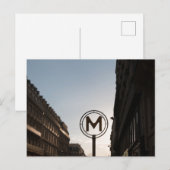 Parijse metro tijdens zonsondergang briefkaart (Voorkant / Achterkant)