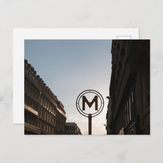 Parijse metro tijdens zonsondergang briefkaart (Voorkant / Achterkant)