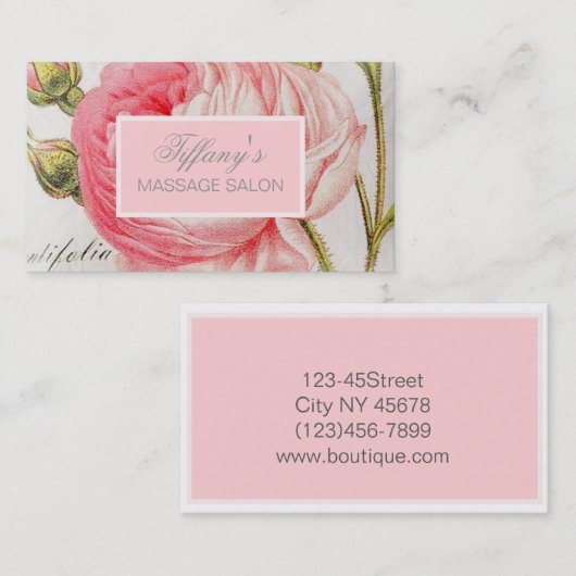  Parijse mode salon Girly Roze bloemstuk Visitekaartje (Voorkant / Achterkant)