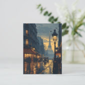 Parijse nacht: Eiffeltoren gloed Vintage Briefkaart (Staand voorkant)