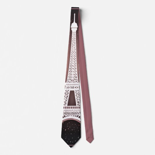 Parijse Nacht Zilveren Eiffeltoren Blush Roze Chic Stropdas (Voorkant)