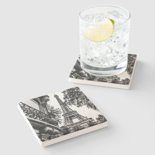 Parijse Onderzetters in zwart-wit (Zijkant)