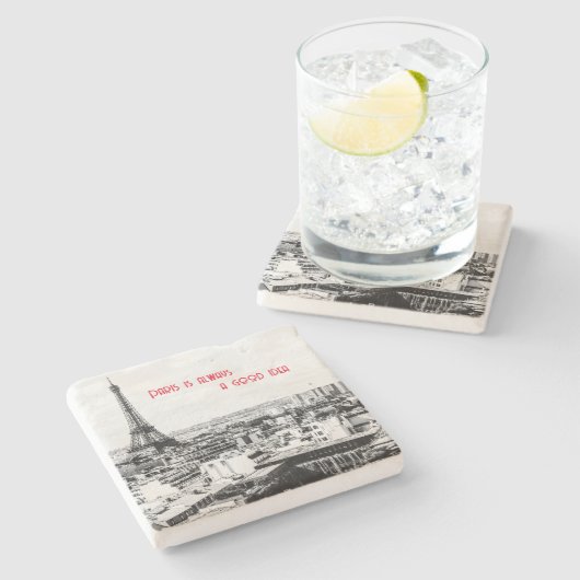 Parijse Onderzetters in zwart-wit (Zijkant)