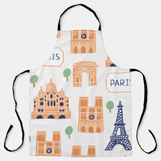 Parijse oriëntatiepunten Naadloze Illustratie Schort (Voorkant)