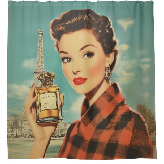 Parijse parfum en elegantie douchegordijn (Voorkant)