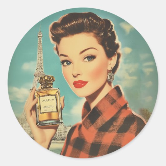 Parijse parfum en elegantie ronde sticker (Voorkant)