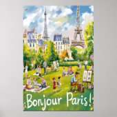Parijse park met de iconische Eiffeltoren Poster (Voorkant)