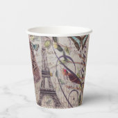Parijse Party Franse Botanische Eiffeltoren Papieren Bekers (Achterkant)