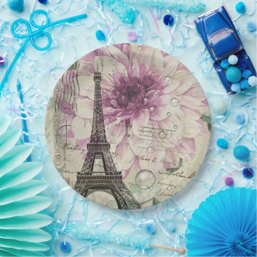 Parijse Party Franse Botanische Eiffeltoren Papieren Bordje (Feest)