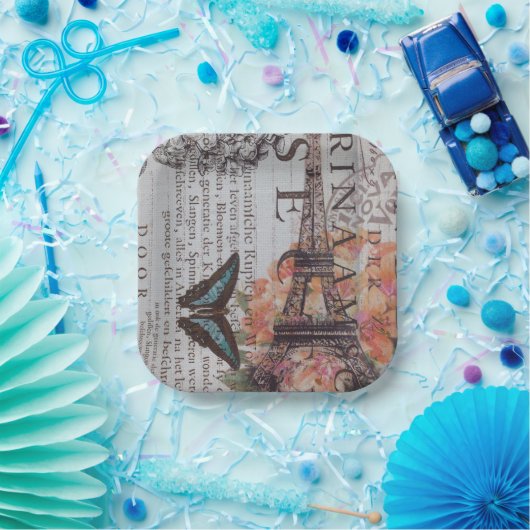  Parijse Party Franse Botanische Eiffeltoren Papieren Bordje (Feest)