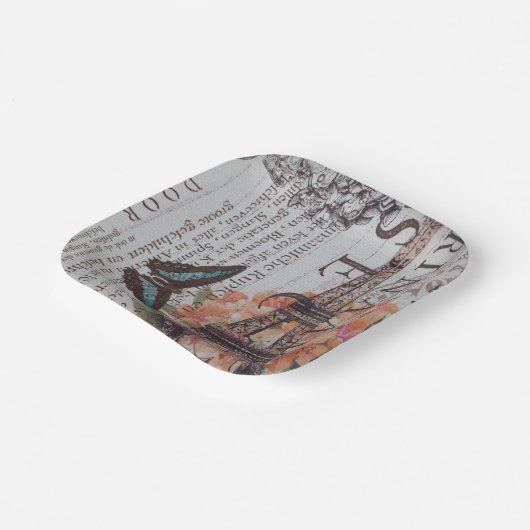  Parijse Party Franse Botanische Eiffeltoren Papieren Bordje (Gebogen)