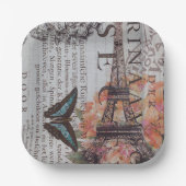  Parijse Party Franse Botanische Eiffeltoren Papieren Bordje (Voorkant)