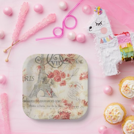  Parijse Party Franse Botanische Eiffeltoren Papieren Bordje (Feest)