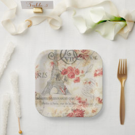Parijse Party Franse Botanische Eiffeltoren Papieren Bordje