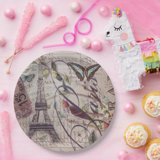  Parijse Party Franse Botanische Eiffeltoren Papieren Bordje (Feest)