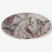  Parijse Party Franse Botanische Eiffeltoren Papieren Bordje (Gekanteld)