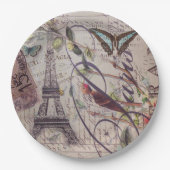  Parijse Party Franse Botanische Eiffeltoren Papieren Bordje (Voorkant)