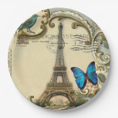  Parijse Party Franse Botanische Eiffeltoren Papieren Bordje (Voorkant)