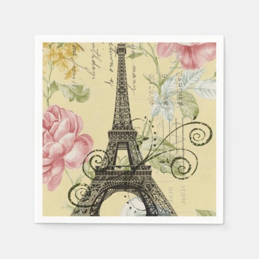Parijse Party Franse Botanische Eiffeltoren Servet (Voorkant)