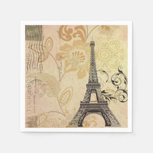  Parijse Party Franse Botanische Eiffeltoren Servet (Voorkant)