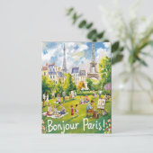 Parijse picknick onder de Eiffeltoren Briefkaart (Staand voorkant)