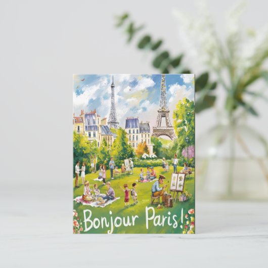 Parijse picknick onder de Eiffeltoren Briefkaart (Staand voorkant)