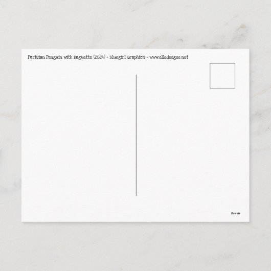 Parijse Pinguïn met stokbrood Feestdagenkaart (Achterkant)