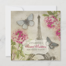 Parijse pony's Sweet Sixteen Birthday Party Kaart