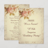  Parijse postmerken Chic Rozen Surprise Party Kaart (Voorkant / Achterkant)