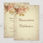 Parijse postmerken chique Rozen Quinceañera Kaart (Voorkant / Achterkant)