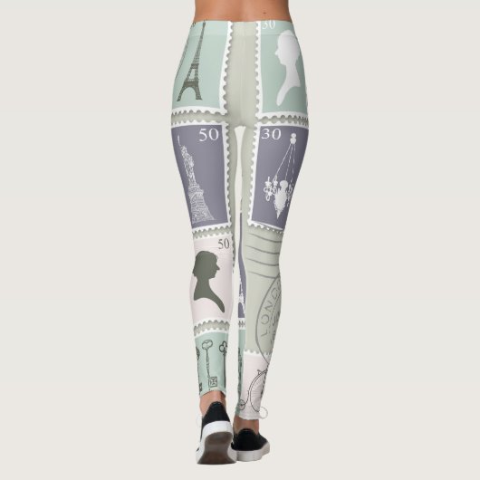 Parijse postzegels leggings (Achterkant)