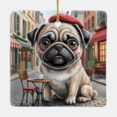 Parijse pug op terras café keramisch ornament (Achterkant)