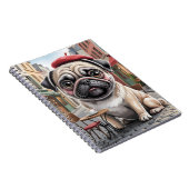 Parijse pug op terras café notitieboek (Rechterzijde)