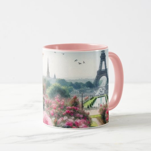 Parijse Roos Tuin Eiffeltoren Roze Mok (Voorkant rechts)