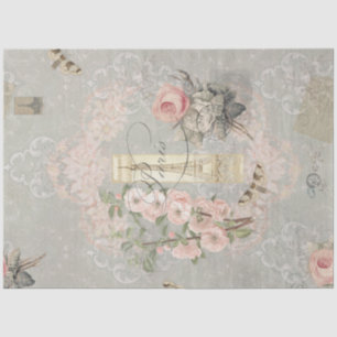 Parijse roze bloemen Eiffeltoren - Ontkoppeling Tissuepapier