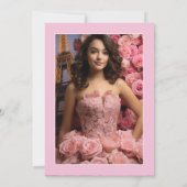 Parijse Roze Bloemen Quinceañera Foto Kaart (Achterkant)